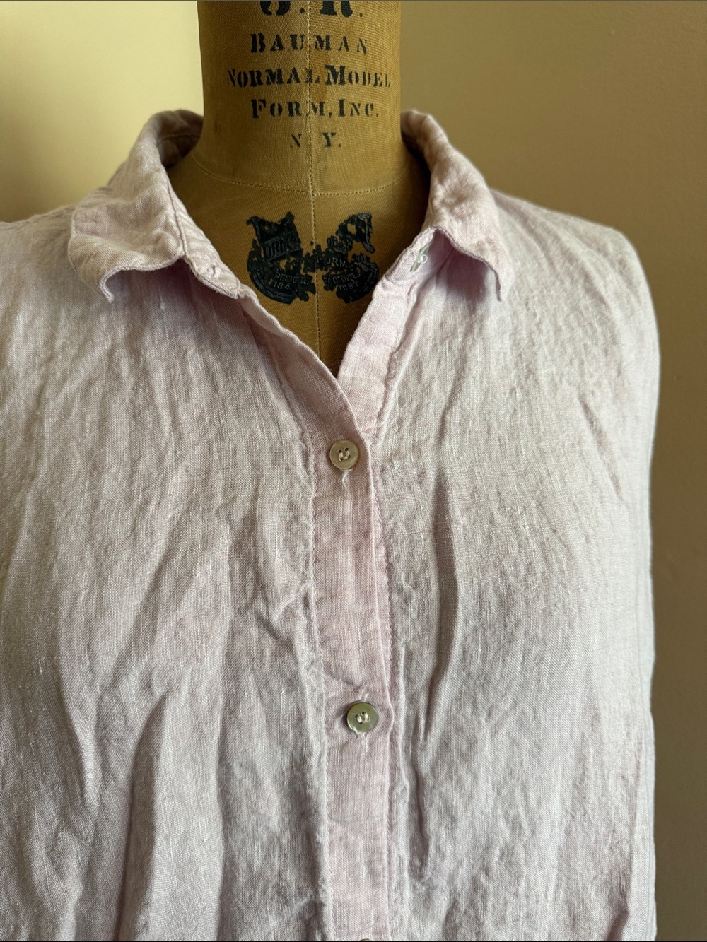 Magaschoni 100% Linen Sleeveless Button Front Shirt Dress XL Blush Pink - Picture 2 of 5
